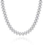 KissYan Tennis Necklace for Women, 14K/White Gold Plated Diamond Cubic Zirconia Baguette Tennis Chain Chunky Choker Necklace Dainty Jewelry Gifts, Copper, Cubic Zirconia,Diamond