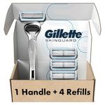 Gillette SkinGuard Razors for Men, 1 Razor Handle + 4 Razor Blade Refills, Designed for Men with Sensitive Skin, Razor Bumps, and Shaving Irritation