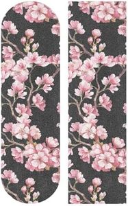 Skateboard Grip Tape Sheet Design Deck Longboard Griptape Pink Cherry Blossom Flower Floral Non Slip Tape Waterproof Sandpaper Scooter 33" x 9"