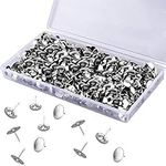 600 Pieces Steel Thumb Tacks, Flat Metal Push Pins Thumbtacks Silver Round Head Thumb Tacks for Office Wall, Maps, Photos, Cork Board, Bulletin Boards