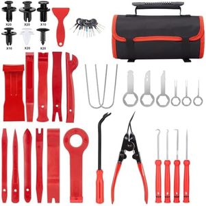 Fixm 141 Pieces Trim Removal Tool, Auto Clip Pliers Push Pin Plastic Pry Tool Kit for Car Panel/Door/Audio/Radio, Fastener Terminal Remover Set with Tool Roll Bag