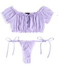 Avidlove Bra and Panty Set Cute & Sexy Chiffon Ruffle Lingerie Set Mesh Babydoll Chemise Lavender XXX-Large