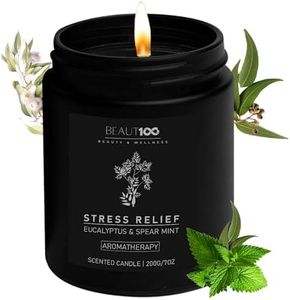 BEAUT100 Stress Relief Candle | Scented Candles for Men & Women | Aromatherapy Candle, Long Lasting Relax Soy Candles for Home | Candles Gift for Women & Men.