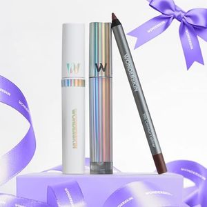 Wonderskin Brown is the New Black Longwear Lips Set, Lip Stain Masque in Hush, 360 Contour Lipliner in Cocoa and Top Gloss in Clear Shine