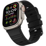 Suphart Straps Compatible with Apple Watch Strap 49mm 45mm 44mm 42mm for Women Men Soft Silicone Sport Strap Designed for Apple Watch Ultra 2 Ultra SE Series 9 8 7 6 5 4 3 2 1, Black