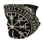 Black Celtic Viking Magical Runic Compass In The Circle Of Norse Runes And Dragons Tattoo Versatile Multifunction Headwear Neck Gaiter Balaclava Helmet Liner Riding Face Cover For Kids Women Men Outdo