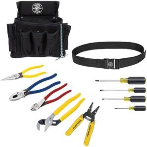 Klein Tools 92911 Tool Kit, Apprentice Tool Set with 4 Pliers, Wire Stripper and Cutter, 4 Screwdrivers, Tool Belt and Tool Pouch, 11-Piece