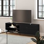 Taylor & Logan June Mid Century Modern Media Console with Adjustable Shelf and Storage Drawers, 65", Black