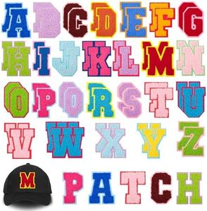 78PCS Iron On Letter Patches for Backpacks, Fuzzy Chenille Letter Patches A-Z Varsity Sew On Letters for Clothes Jackets and Hat