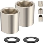 iFealClear 2PCS Brass Pipe Fitting, Shower Coupling, G1/2 x G1/2 Female Thread Converter Adapter for Bathroom Pipes, Hose Extender,Home Plumbing, Extra Washer, Brushed Nickel
