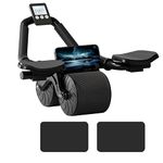 DRZHEAM Ab Roller Wheel with Knee Mat Automatic Rebound Abdominal Wheel Timer Abdominal Wheel Exercise Roller Ab Workout Equipment Ab Stimulator Exercise Wheels for Home Gym (Black (with time))