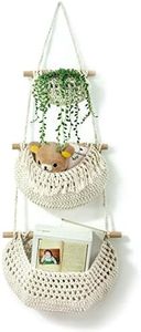 horpait Hanging Fruit Basket,3 Tier Over The Door Organizer, Handmade Woven Cotton Rope Wall Hanging Baskets for Organizing, Boho Wall Basket Decor, Storage Baskets for Kitchen