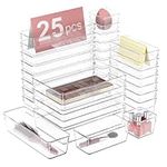 RETHONE 25 PCS Plastic Drawer Organizer Set, Clear Desk Drawer Organizers and Storage for Makeup Utensil Office Gadgets