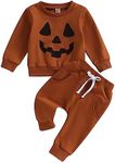 LIOMENGZI Infant Baby Boy Halloween Pants Outfits Long Sleeve Shirts Pumpkin Sweatshirt Pants Infant Boys Fall Winter Clothes Set (Brown, 12-18 Months)