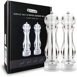 Kaiciuss Salt and Pepper Grinder Mill Set refillable Large,The Best Transparent Acrylic Grinders for Whole Peppercorn and Himalayan Salt