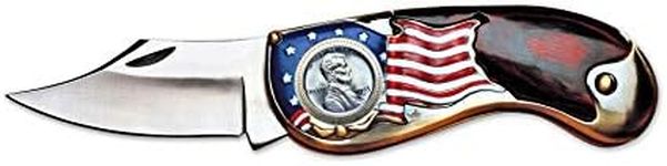 American Coin Treasures American Flag Coin Pocket Knife with 1943 Lincoln Steel Penny | 3-inch Stainless Steel Blade | Genuine United States Coin | Collectible | Certificate of Authenticity