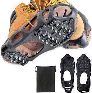 Ice Snow Grips, Anti Slip Winter Ice Grippers 24 Studs Snow Shoes Cleats Walking on Snow and Ice Winter, Crampons for Hiking Jogging Walking Mountaineering(M)