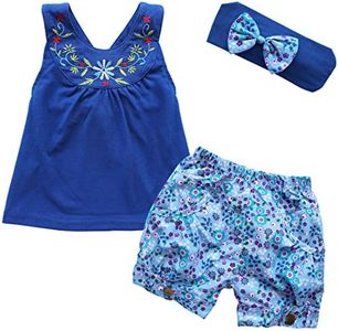iiniim Neonata Bambina Vestito Completi Floreale Due Pezzi Blu Tutina Stile di Costume Nazionale 3-24 mesi blu 3-6 mesi