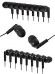 MNINEANDMORE 100 Pack Earbuds Bulk for School Classroom Headphones Wired in Ear Student Earphones Class Set Individually Packed (black)