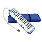 Vilihy Melodica 32 Key Pianica Portable with Carrying Bag Short and Long Mouthpieces for Beginners Kids Gift(Blue)