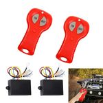 HMRCYTE Winch Remote Control, 12V Wireless Winch Remote Control Kit, Universal Electric Winch Remote Switch, Winch Remote Controller, Suitable for Car Truck Jeep Small Trailer ATV SUV, 2pc Red