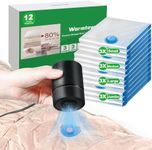Warmtown Vacuum Storage Bags with Electric Pump, 12 Combo (3J/3L/3M/3S) Space Saver Sealer Bags, Compression Bags for Comforters, Clothes, Blankets, Coverlet, Quilt, Pillows