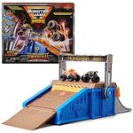 Monster Jam Mini Freestyle Flip Arena Playset and Storage with 2 Mini Monster Jam Trucks, Kids’ Toys for Boys and Girls Ages 3 and up