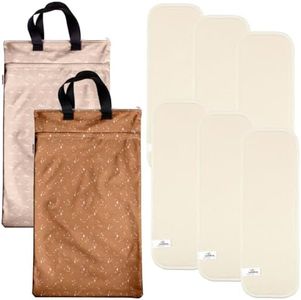 Mama Koala 6 Pcs 6-Layer Bumboo Hemp Cotton Baby Cloth Diaper Inserts, with 2 Pack Reusable Hanging Wet Dry Bags