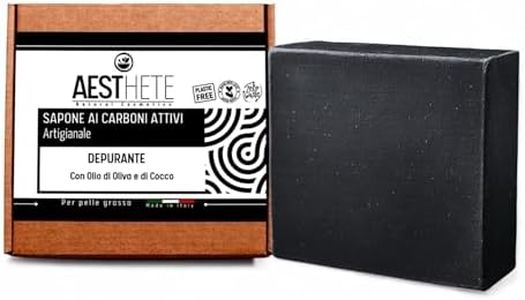Sapone Nero Artigianale ai Carboni Attivi Purifica la Pelle del Viso in Profondità con una Formula Naturale Plastic Free con Olio di Cocco e di Oliva per la Pelle Grassa e Acneica Made in Italy 100gr