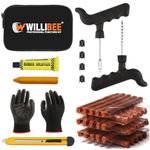 WILLIBEE 9 in 1 (Pack of 30 Strips) Universal Tubeless Tire Puncher Kit (with Storage Bag) Emergency Flat Tire Repair Patch Puncture Kit for Car, Bike, SUV, & Motorcycle