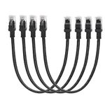 RIIEYOCA Short Cat5e Ethernet Patch Cable 1ft,Snagless RJ45 Computer LAN Network Cord for Router, Modem,Switch, Server, Black(4 Pack)