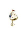 Knighthood White Sailboat With Anchor Hanging Brooch, Suit Stud, Shirt Studs, Lapel Pin Accessories for Men Women