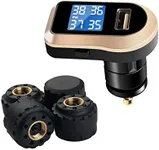 VESAFE Wireless Tire Pressure Monitoring System (TPMS) for Small Size 4-tire Vehicles, with 4 External Cap sensors, Sensor Pressure Range 0-87PSI