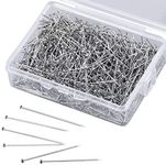 1600 Pieces Head Pins, Straight Silk Pins for Hijab, Fine Satin Pins for Dress Making, Flat Head Stick Sewing Pins for Quilting Dressmaker, Jewelry and Craft, Silver, 26 mm