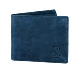 Mens Designer J Wilson RFID Blocking Genuine Real Leather Wallet with Zip Coin Pocket/Pouch Gift Boxed (Distressed Blue)