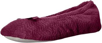 (9.5-10.5, Rose Violet) - isotoner Women's Chevron Microterry Ballerina House Slipper with Moisture Wicking and Suede Sole for Comfort