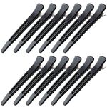 KEYRI 12 PCS Hair Sectioning Clips Professional Hair Clips for Styling Hair Hairdressing Styling Clips Non Slip Hair Clamp Creaseless Hair Clips for Women Men Salon Tool Hair Cutting Clips (Black)