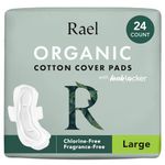 Rael Organic Cotton Cover Sanitary Towels - Heavy Absorbency, Ultra Thin Period Pads with Wings for Women, Unscented, Hypoallergenic, Vegan (Large, 24 Count)