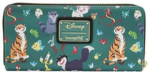 Loungefly Disney Princess Sidekicks All Over Print Mini Backpack Bag Wallet, Teal, Wallet