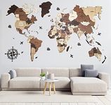 Wood World MAP 3D | Office & Home Decor | Wall Art Decor | Travelers Map | Economy/Budget Gift Idea | (3D Multi Layered, Multi Colour) (Blank | Clean, XLarge) | XL-7’x4’ feet(213cmx122cm)