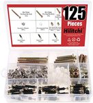 Hilitchi 125 Pcs 3 in 1 Cam Fitting with Dowel and Pre-Inserted Nut with Zinc Plated Hex Drive Socket Cap Furniture Barrel Nuts Crib Screws Assortment Kit Furniture Connecting Hardware Connectors