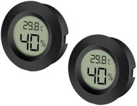 EEEKit 2 Pack LCD Digital Hygrometer Thermometer, Indoor Outdoor Humidity Meter Temperature Gauge for Humidifiers Dehumidifiers Greenhouse Basement Babyroom, Black Round