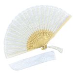 Eastern Wind white lace hand folding fan, wedding fan,Japanese Chinese foldable handheld fan for women 22cm