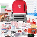 72HRS Deluxe Emergency Survival Kit - Heavy Duty 72 Hour Bug Out Bag Survival Kit for Earthquake, Hurricane, Tsunami, Winter, Blackout - Includes Emergency First Aid Kit, Water, Food (Red 2 Person)