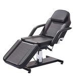 Panana Hydraulic Massage Table, Tattoo SPA Beauty Care Salon Bed Therapy Couch Salon Chair with Chrome Stable Base1 (Black)