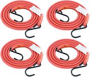 HELIDA Bungee Cords with Hooks, 3/8 Inch Thick Round Bungee Cord Heavy Duty Strong Hooks for Bike Rack, Cart, Trunk, Camping (60 inches, Red)