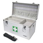 HMF 14701-09 First Aid Box, Medical Box, Carrying Handle, Carry Strap, Aluminium, 40 x 22,5 x 20,5 cm