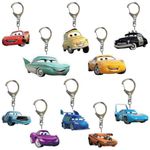 LGQHCE Cars Keychain 10 Pcs Cartoon Keyring Character Action Figure with Metal Keychain Kids Keychain Bag Pendant, for Bag Charms Car Pendant Keyring Gift for Kids Key Decoration