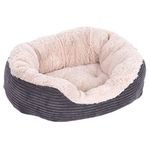 Rosewood Grey Jumbo Cord/Plush Oval Dog Bed, Small