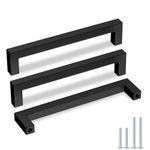 Goldenwarm 5Pack Modern Black Cabinet Handle Drawer Pulls - LSJ12BK160 Modern Cabinet Hardware Drawer Handles Pulls Stainless Steel Cupboard Knob, Center to Center 6-1/4in(160mm)